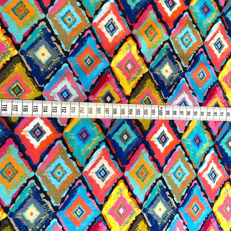 Baumwolljersey Bunte Mosaik Rauten